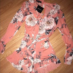 Coral Floral Romper
